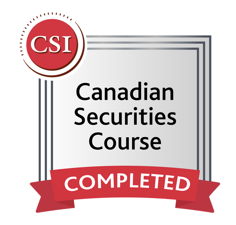 Canadian Securities Course (CSC) certificate