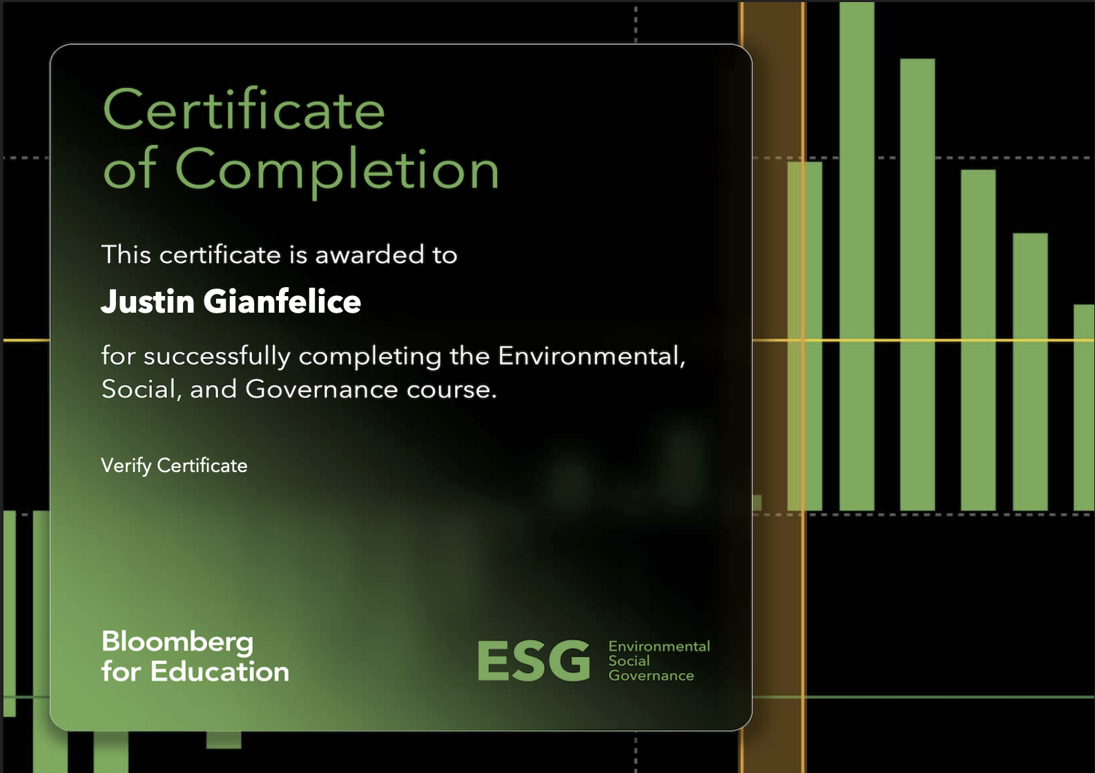 Environmental Social Governance (ESG) certificate